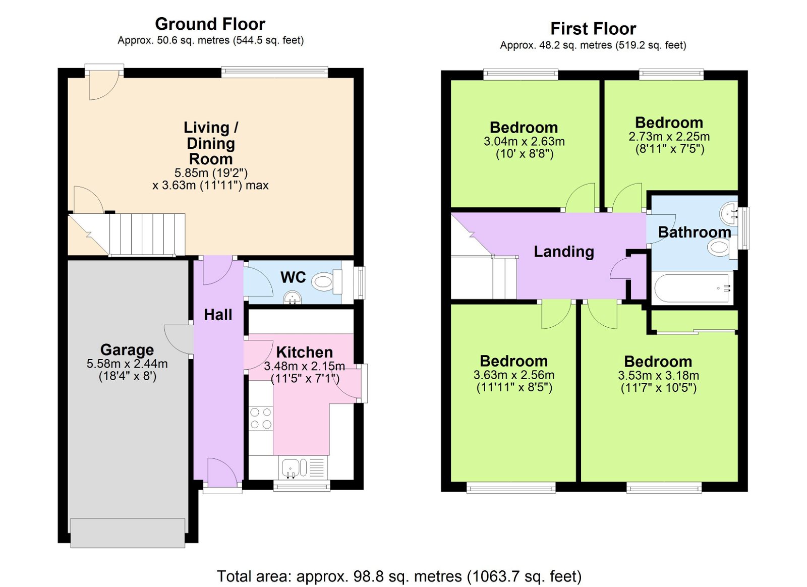 Floorplans For Available With No Onward Chain in Hurst Green